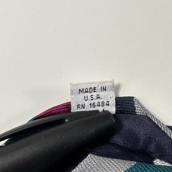 Vintage Barrington Striped Tie Made in USA Teal Magenta Gray Navy Necktie - Picture 5 of 5
